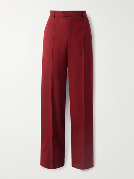 Bottega Veneta Bottega Veneta - Striped Wool-blend Pants - Red 