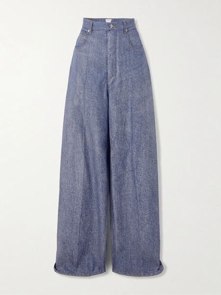  Bottega Veneta Bottega Veneta - Wool And Cotton-blend Twill Wide-leg Pants - Blue 