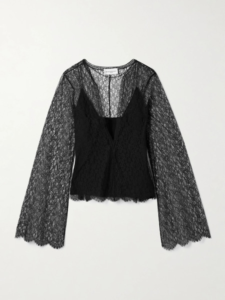  Brandon Maxwell Brandon Maxwell - The Eloise Chantilly Lace And Crepe Top - Black 