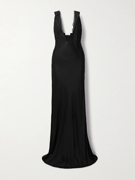  Brandon Maxwell Brandon Maxwell - The Malone Lace-trimmed Twill Gown - Black 