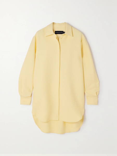  Brandon Maxwell Brandon Maxwell - The Phillippa Wool And Silk-blend Crepe Mini Shirt Dress - Yellow 