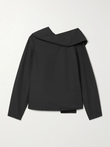  Brandon Maxwell Brandon Maxwell - The Quinn Draped Cotton-poplin Blouse - Black 