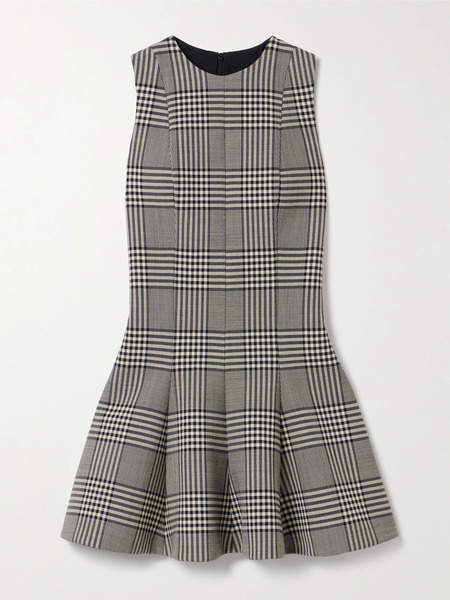  Brandon Maxwell Brandon Maxwell - The Sophie Prince Of Wales Checked Wool-tweed Mini Dress - Gray 