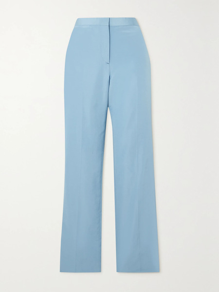  Brioni Brioni - Silk And Cotton-blend Straight-leg Pants - Blue 