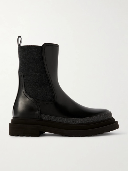  Brunello Cucinelli Brunello Cucinelli - Bead-embellished Leather Chelsea Boots - Black 