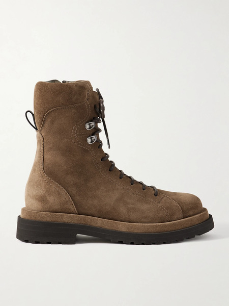  Brunello Cucinelli Brunello Cucinelli - Bead-embellished Suede Boots - Chocolate 