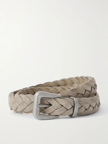  Brunello Cucinelli Brunello Cucinelli - Cinta Woven Suede Belt - Gray 