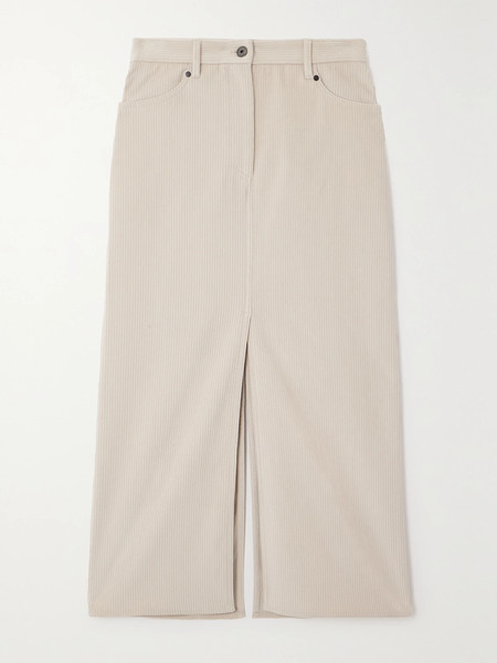  Brunello Cucinelli Brunello Cucinelli - Cotton-blend Corduroy Maxi Skirt - Beige 