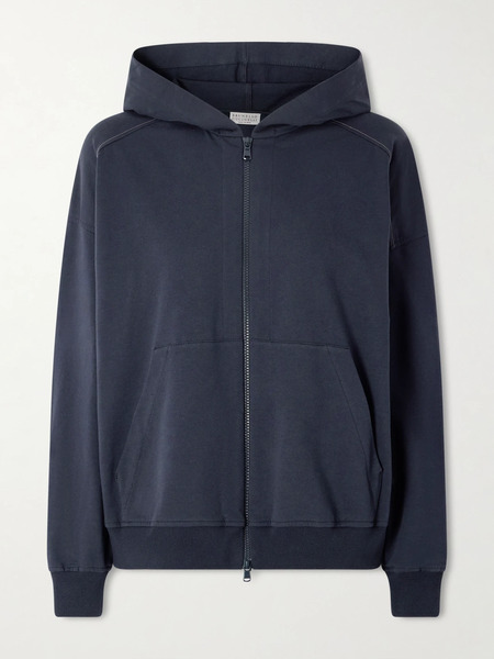  Brunello Cucinelli Brunello Cucinelli - Cotton-blend Jersey Hoodie - Navy 