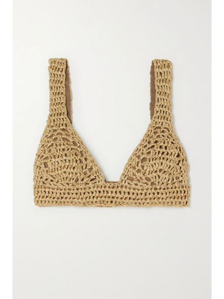  Brunello Cucinelli Brunello Cucinelli - Crocheted Raffia Bralette - Tan 