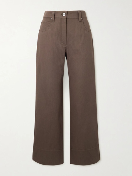  Brunello Cucinelli Brunello Cucinelli - Cropped Bead-embellished Straight-leg Jeans - Brown 