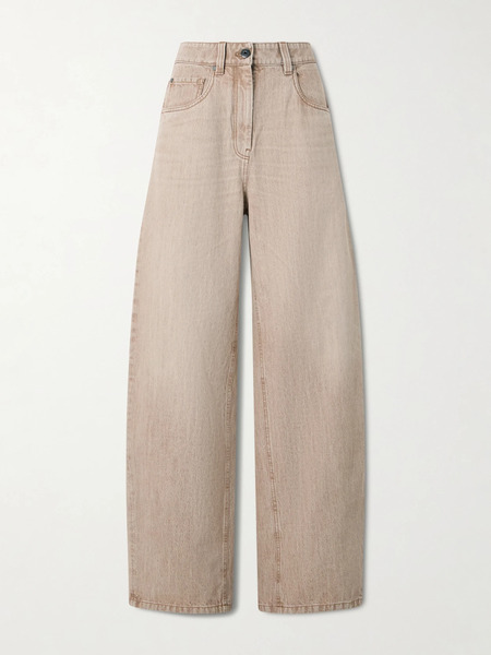  Brunello Cucinelli Brunello Cucinelli - Embellished High-rise Wide-leg Jeans - Beige 