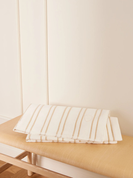  Brunello Cucinelli Brunello Cucinelli - Embroidered Striped Cotton-terry Beach Towel - Off-white 