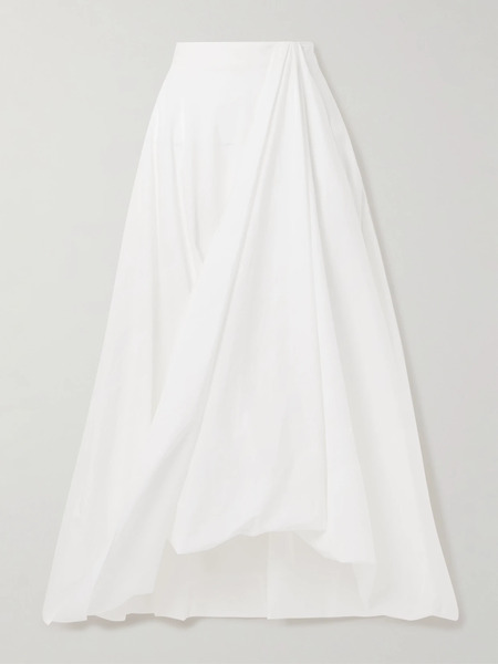  Brunello Cucinelli Brunello Cucinelli - Gathered Cotton-blend Midi Skirt - White 
