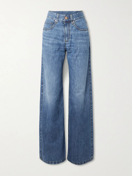  Brunello Cucinelli Brunello Cucinelli - High-rise Wide-leg Jeans - Light Denim 