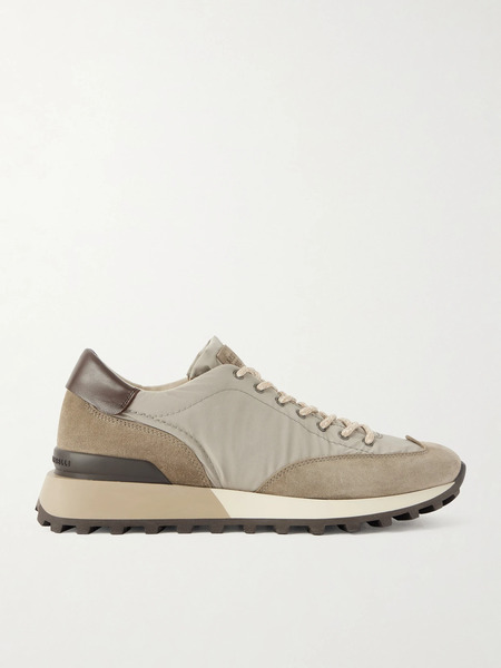  Brunello Cucinelli Brunello Cucinelli - Leather And Suede-trimmed Shell Sneakers - Army Green 
