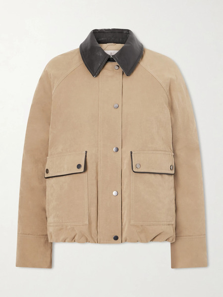  Brunello Cucinelli Brunello Cucinelli - Leather-trimmed Padded Canvas Jacket - Brown 
