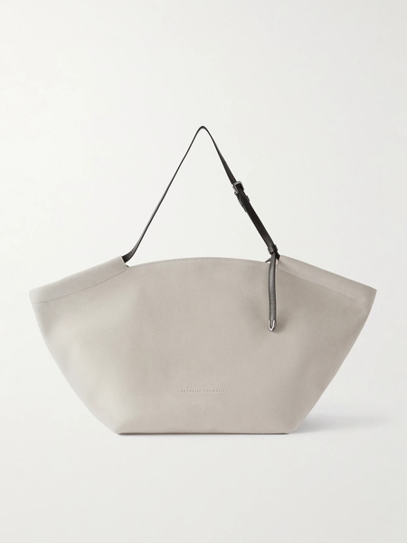  Brunello Cucinelli Brunello Cucinelli - Leather-trimmed Suede Tote - Ivory 
