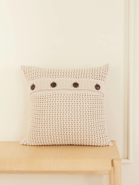  Brunello Cucinelli Brunello Cucinelli - Open-knit Cotton-blend Cushion - Beige 