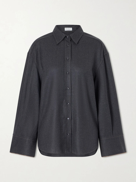  Brunello Cucinelli Brunello Cucinelli - Oversized Wool Shirt - Dark Gray 