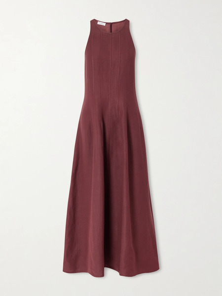  Brunello Cucinelli Brunello Cucinelli - Paneled Twill Midi Dress - Brown 