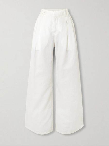  Brunello Cucinelli Brunello Cucinelli - Pleated High-rise Wide-leg Jeans - White 