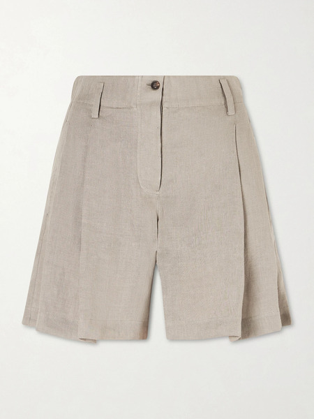  Brunello Cucinelli Brunello Cucinelli - Pleated Linen Shorts - Army Green 