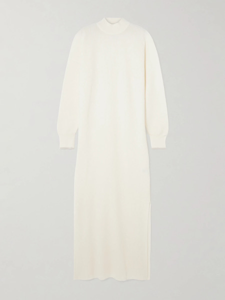  Brunello Cucinelli Brunello Cucinelli - Ribbed Alpaca And Cotton-blend Midi Dress - Off-white 