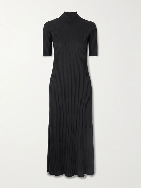  Brunello Cucinelli Brunello Cucinelli - Ribbed Cashmere-blend Midi Dress - Black 