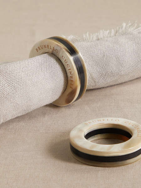  Brunello Cucinelli Brunello Cucinelli - Set Of Two Horn Napkin Holders - Stone 