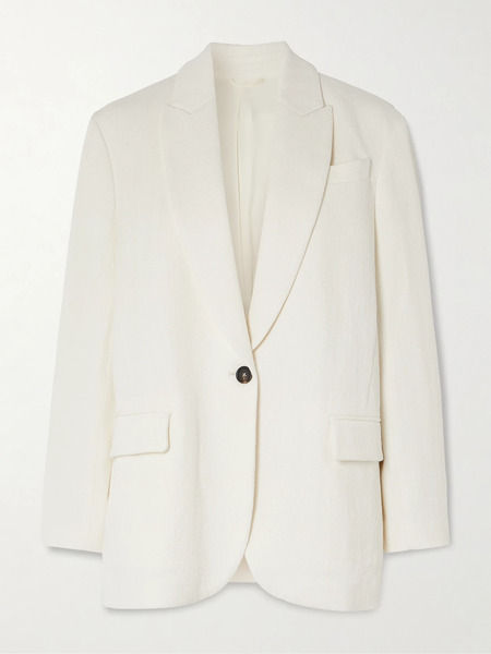  Brunello Cucinelli Brunello Cucinelli - Single-breasted Herringbone Cotton And Linen-blend Blazer - White 