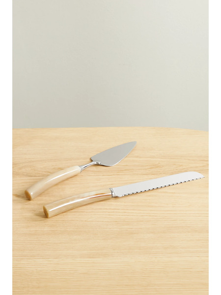  Brunello Cucinelli Brunello Cucinelli - Stainless Steel And Horn Serving Set - Brown 