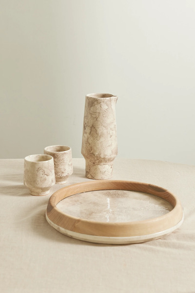  Brunello Cucinelli Brunello Cucinelli - Stone And Wood Tray, Carafe And Cups Set - Neutral 