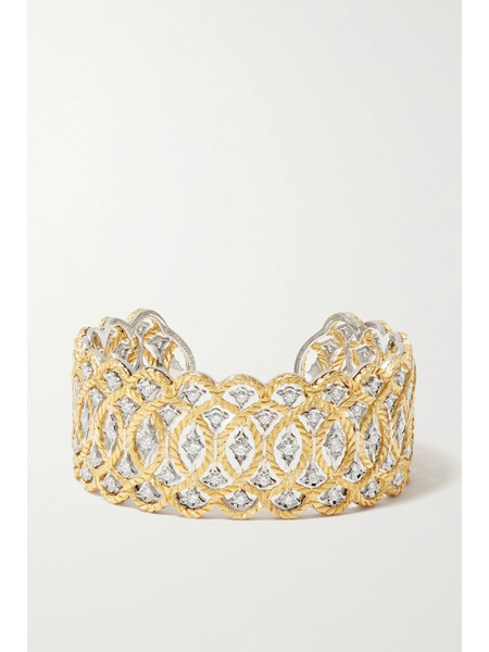  Buccellati Buccellati - étoilée 18-karat Yellow And White Gold Diamond Cuff - M 