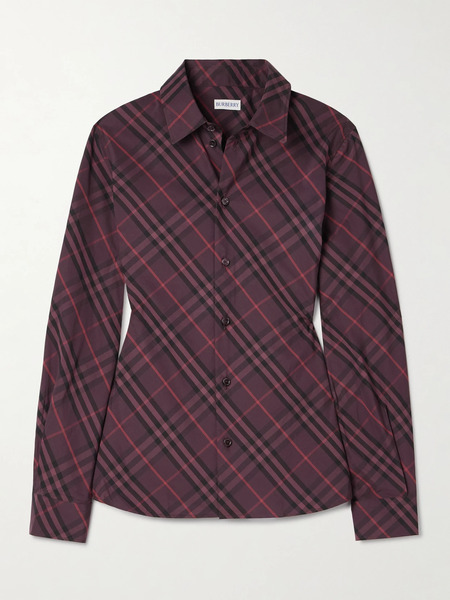  Burberry Burberry - Checked Cotton-poplin Shirt - Purple 