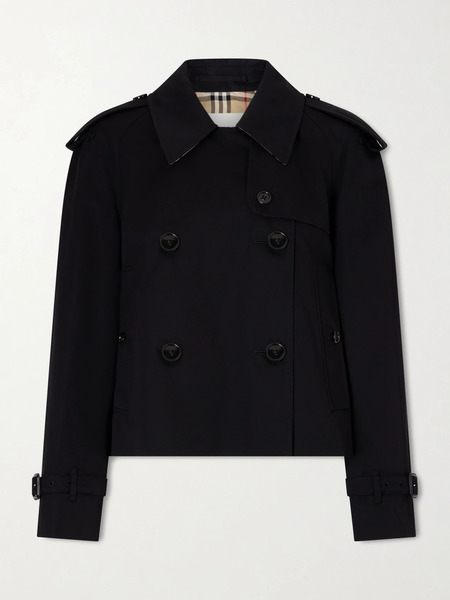  Burberry Burberry - Double-breasted Cotton-gabardine Jacket - Black 