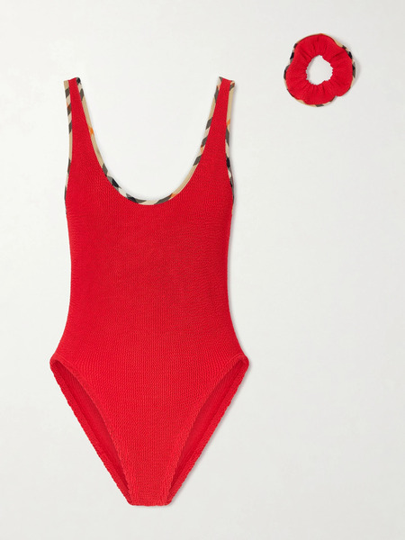 Burberry Burberry - + Hunza G Faye Checked Original Crinkle™ Swimsuit - Red 