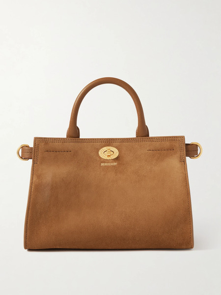  Burberry Burberry - Leather-trimmed Suede Tote - Tan 