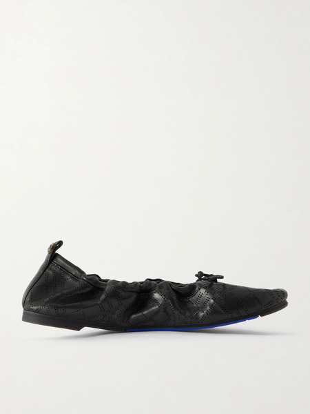  Burberry Burberry - Perforated Leather Ballet Flats - Black 
