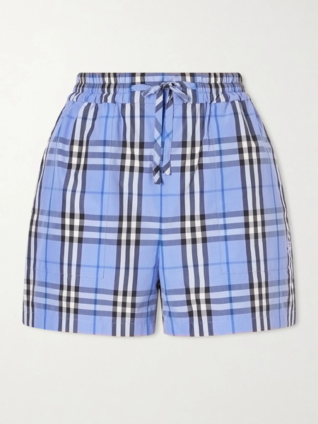  Burberry Burberry - Plaid Drawstring Cotton Shorts - Blue 