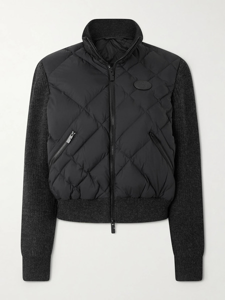  Burberry Burberry - Ribbed Wool-blend Paneled Padded Shell Down Jacket - Black 