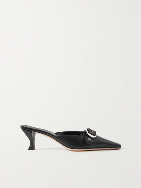  By Far By Far - Evelyn Buckled Leather Mules - Black 