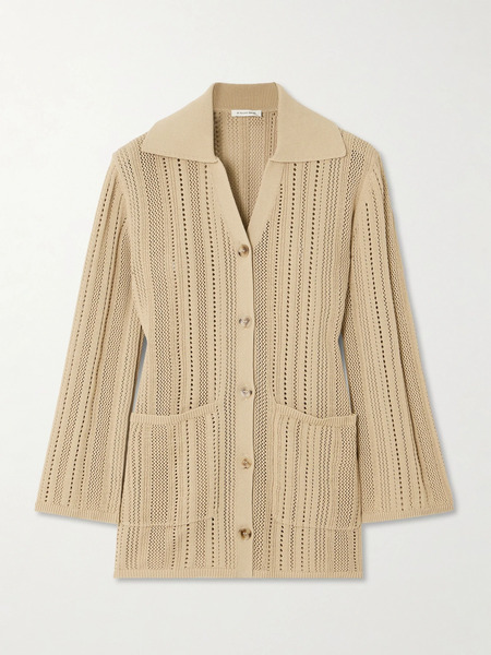  By Malene Birger By Malene Birger - Samina Pointelle-knit Cotton-blend Cardigan - Beige 