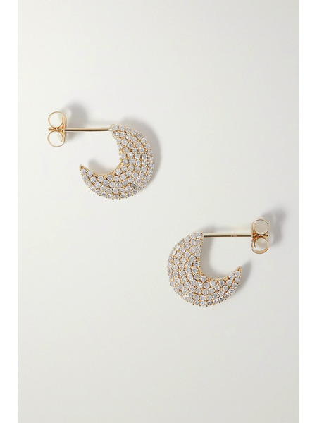  By Pariah By Pariah - Disc Huggie Medium 9-karat Recycled Gold Laboratory-grown Diamond Hoop Earrings - One Size 