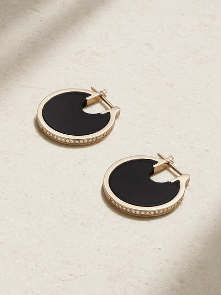 By Pariah By Pariah - + Net Sustain Lenticular 14-karat Recycled Gold, Onyx And Laboratory-grown Diamond Earrings - Black 