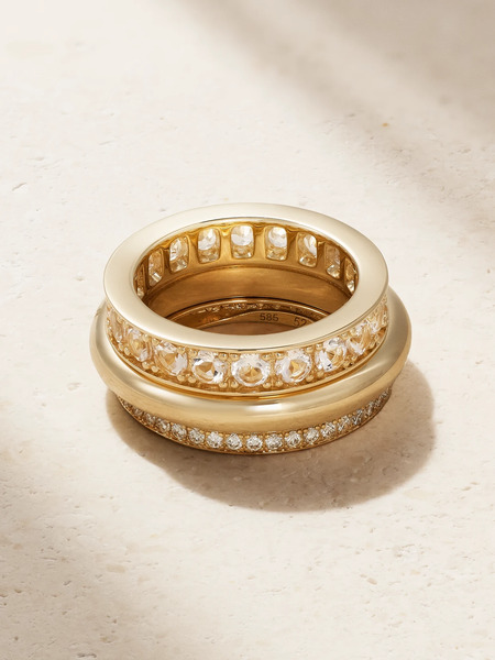  By Pariah By Pariah - Set Of Three 14-karat Gold, Morganite And Diamond Ring - 53 