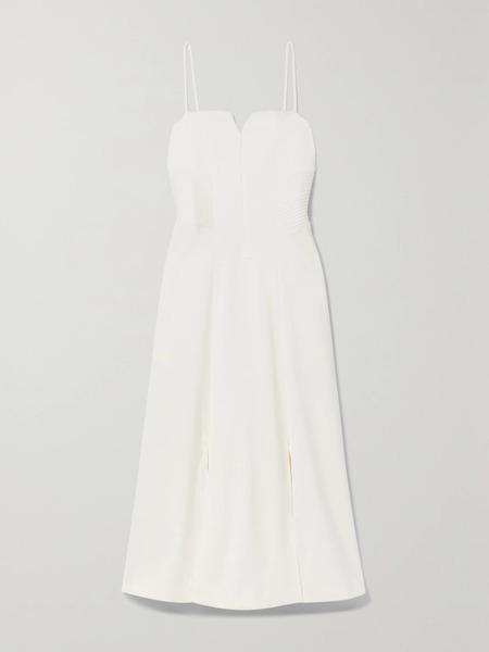  Caes Caes - Pintucked Grain De Poudre Maxi Dress - White 