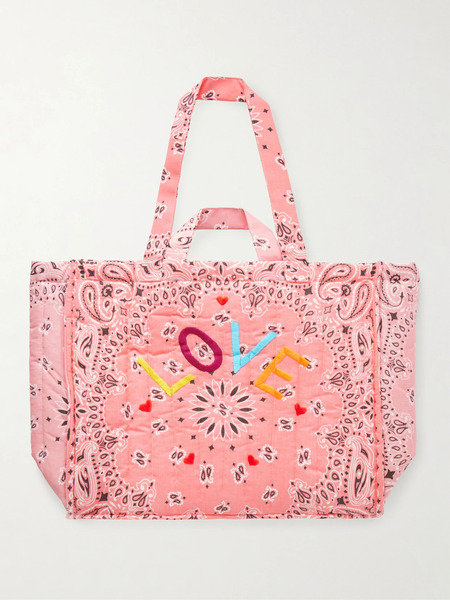  Call It By Your Name Call It By Your Name - Cabas Maxi Embroidered Quilted Printed Cotton Tote Bag - Pink 