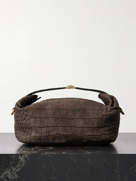  Calvin Klein Collection Calvin Klein Collection - Andy Small Croc-effect Suede Clutch - Brown 