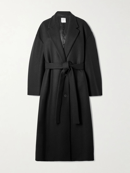  Calvin Klein Collection Calvin Klein Collection - Beatrice Belted Wool And Cashmere-blend Coat - Black 